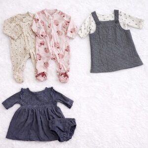 Carterβs Baby Girl Bundle 3Mβ6M Dresses & Footie Pajamas Set 4pc Like New